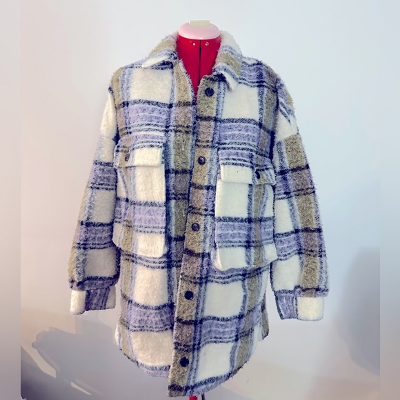 Zara Plaid Lavender and Green Shacket (S/M) - Picture 5 of 6